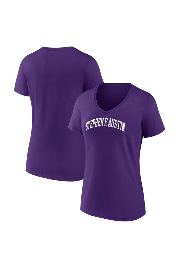 Women's Purple Stephen F Austin Lumberjacks Basic Arch V-Neck T-Shirt