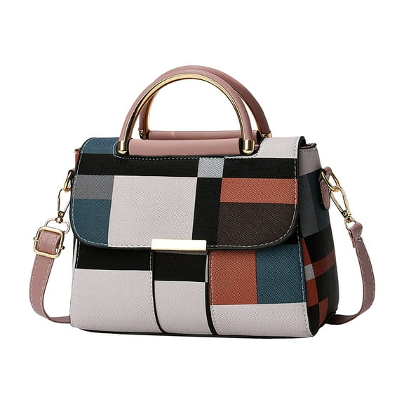 Women's Purse and Handbags Color Block Top Handle Satchel Crossbody Shoulder Messenger Tote Bags for Women