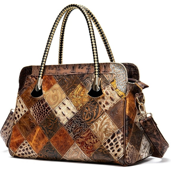 Women's Purses and Handbags Ladies Genuine Leather Top Handle Tote Bags Multicolor Satchel Shoulder Crossbody Bag