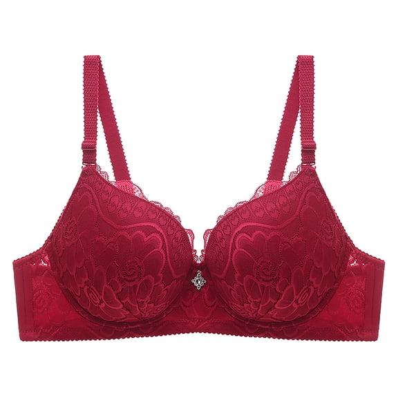 Women's Push up Bra Lightly Lined Demi Bra Comfy Underwire All Over Lace Sexy Soft Bra Adjustable Comfortable Breathable Full Coverage Bralette Daily Beach Wear, Wine 42