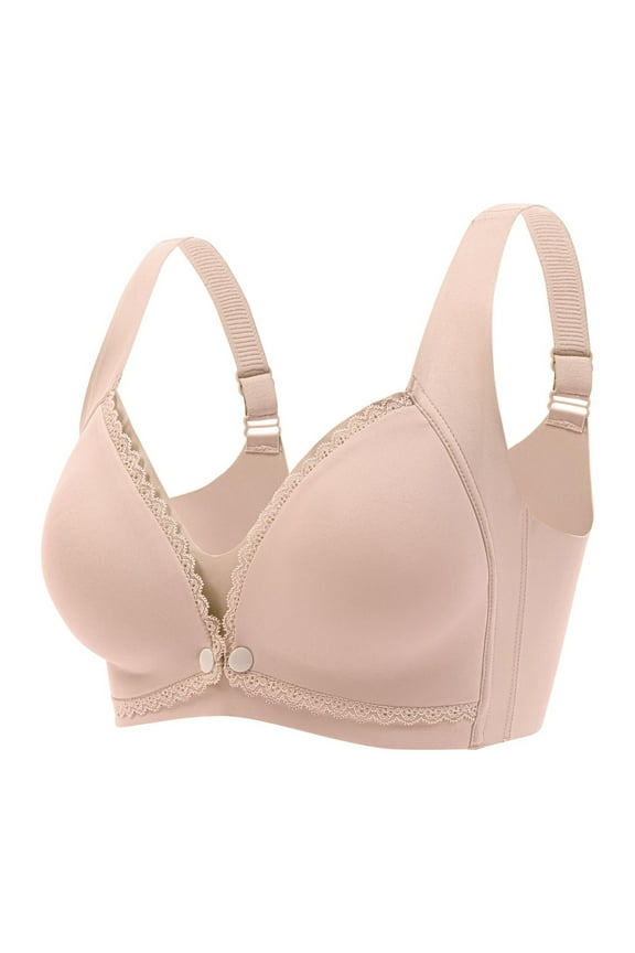 Women's Push Up Bra - Women's Seamless Lace Nursing Bra Wire with Front Double Opening Clasp for Pregnancy and Postpartum Comfort,Strap Bras for Women,Color: Beige Size: 42/95