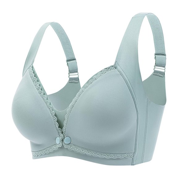 Women's Push Up Bra - Women's Seamless Lace Nursing Bra Wire with Front Double Opening Clasp for Pregnancy and Postpartum Comfort,Strap Bras for Women,Color: Green Size: 42/95