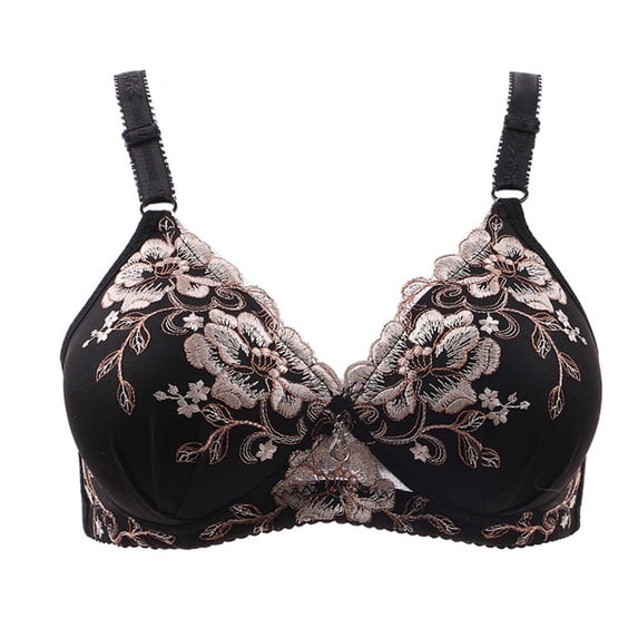 Women's Push Up Bras, Push Up Bras for Women Plus Size Floral Lace Underwire Soft Cup Everyday Bra Full Coverage Deep V Bras S-2XL