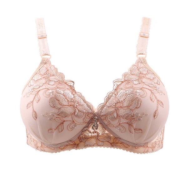 Women's Push Up Bras, Push Up Bras for Women Plus Size Floral Lace Underwire Soft Cup Everyday Bra Full Coverage Deep V Bras S-2XL