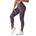 thumbnail image 1 of Women's Push Up Opaque Sports Gym Yoga Fitness Leggings High Waist Seamless Sports Leggings Lifting Booty Leggings V Shaped Opaque Yoga Trousers(L, Purple), 1 of 4