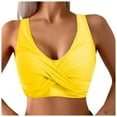 thumbnail image 1 of Women Swimsuit Bikini Top Wrap Self Tie Bathing Suit with Fixed Wide Straps, 1 of 7
