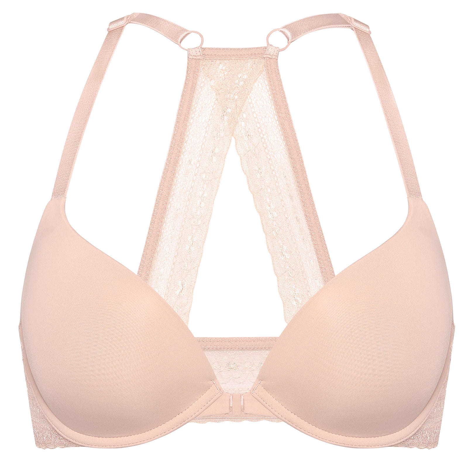 Women's Push Up Bra Racerback Front Closure Bras Plunge Underwire ...