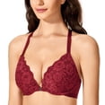 thumbnail image 1 of Women's Push Up Bra Racerback Front Closure Lace Padded Underwire Bras, 1 of 3