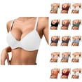 thumbnail image 1 of Women's Push Up Bra – Thin Solid Color Comfortable Breathable Underwire Padded T-Shirt Smooth Plunge Deep V Lift Up Add One Cup, 1 of 6