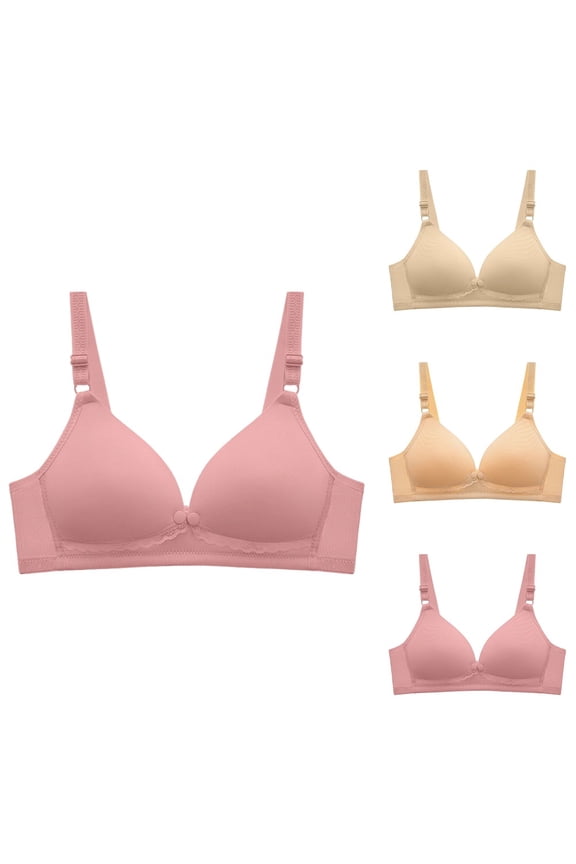 Women's Push Up Bra for Small Breasts, Full-Coverage T-Shirt Bra Everyday Comfort Wire Free Bralettes 23# Pink 36
