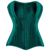 Womens Push Up Fishbone Corset, Tummy Control Waist Cinching Bustier Camisole Tank Top Hourglass Body Shapewear Green XS