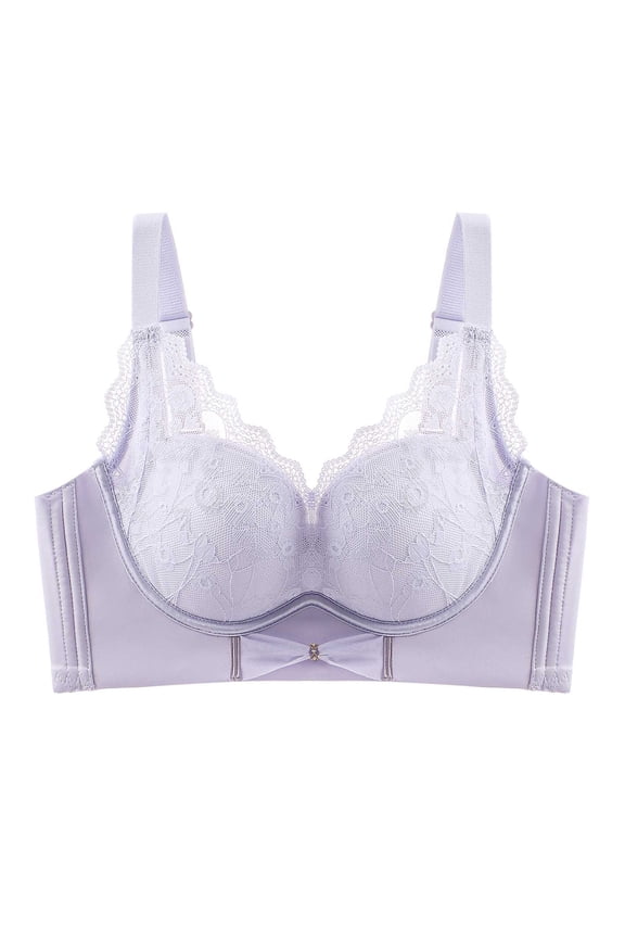 Women's Push Up Lace Bra Everyday Wireless Comfy Supportive Mini Bow Bralette Breathable Thin Shaping Full Coverage Brasier, Purple, M