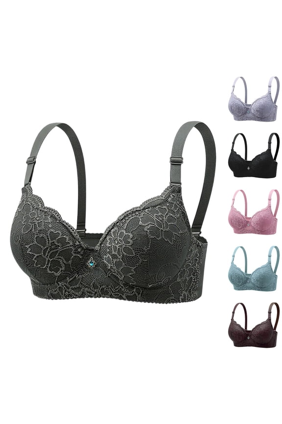 Women's Push Up Lace Bra Padded Add 2 Cups Support Underwire Lift Up Deep V Bra for Women Black 40