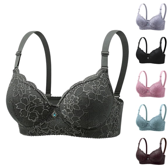 Women's Push Up Lace Bra Padded Add 2 Cups Support Underwire Lift Up Deep V Bra for Women Blue 38