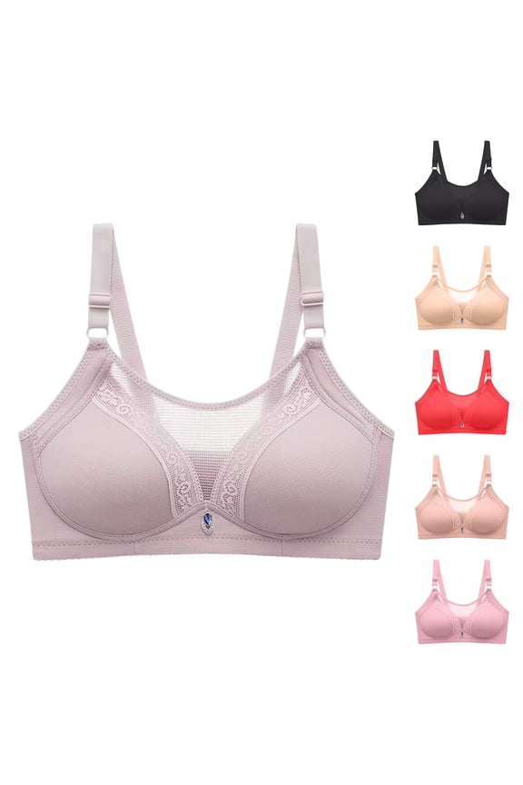 Women's Push Up Lace Bra - Underwire Padded Add 1 Cup, Full Coverage Plunge T-Shirt Bra, Comfort Lift Up for Everyday Use Black 38