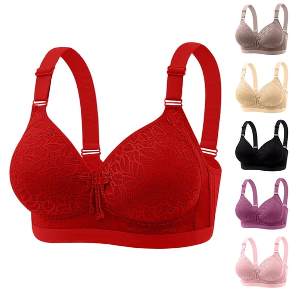 Women's Push Up Lace Bra - Underwire Thick Padded Add 2 Cups, Deep V Plunge Sexy Bra, Full Coverage Lift Up for Low-Cut Outfits Pink 40