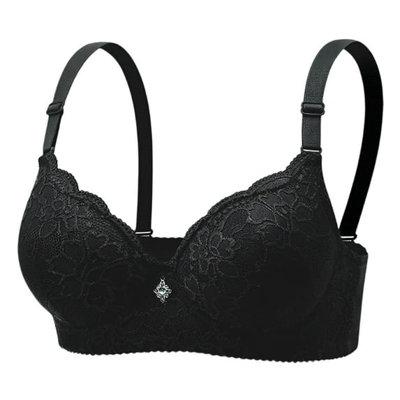Women's Push Up Lace Bra - Underwire Thick Padded, Add 2 Cups Lift Up, Deep V Plunge Sexy Bra Black 36