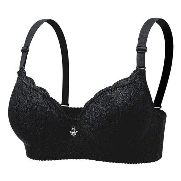Women's Push Up Lace Bra - Underwire Thick Padded, Add 2 Cups Lift Up, Deep V Plunge Sexy Bra Black 46