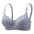thumbnail image 1 of Women's Push Up Lace Bra - Underwire Thick Padded, Add 2 Cups Lift Up, Deep V Plunge Sexy Bra Light Gray 44, 1 of 5