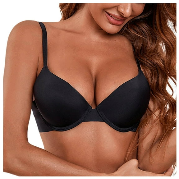 Women's Push Up Padded Bra Seamless T-Shirt Underwire Plunge Bra Full Cup Bras for Women