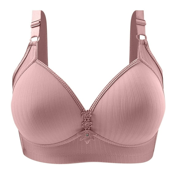 Women's Push Up Wireless Bra Comfort Support No Underwire Bras Comfortable Wire Bralette Everyday Underwear Pink 44