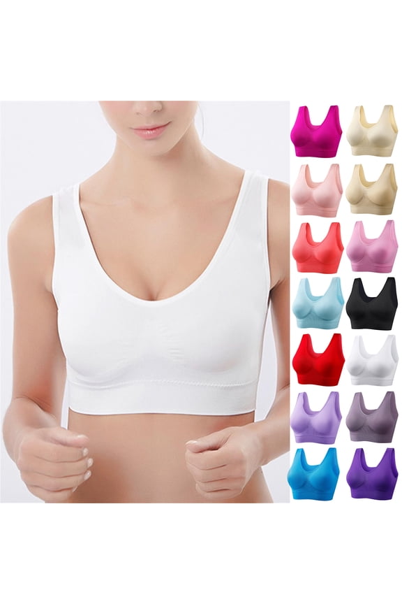 Women's Push Up Wireless Bra Comfort Support Shockproof Sports Bra, Seamless Gathering Yoga Fitness Vest, High Impact Padded Everyday Underwear, Breathable Workout Bralette, Supportive Gym Top