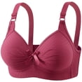 thumbnail image 1 of Women's Push-up Bra Comfortable Breathable Underwear Bra Lift Soild Color Plus Size Everyday Bras (42/95BC, Wine), 1 of 7
