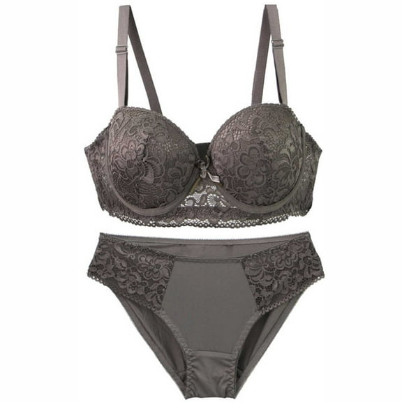 Women's Push up Bra and Panty Set Lace Soft Cup Comfortable Everyday Underwire Bralettes and Briefs Suit Push up Bra Green 85C