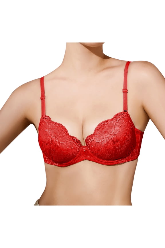 Women's Push up Lace Bra Underwire Deep V Full Cup Lingeries Comfortable Plus Size Support Bralette