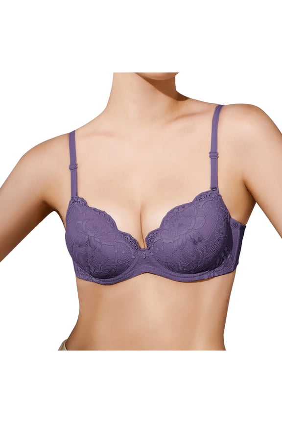 Women's Push up Lace Bra Underwire Deep V Full Cup Lingeries Comfortable Plus Size Support Bralette