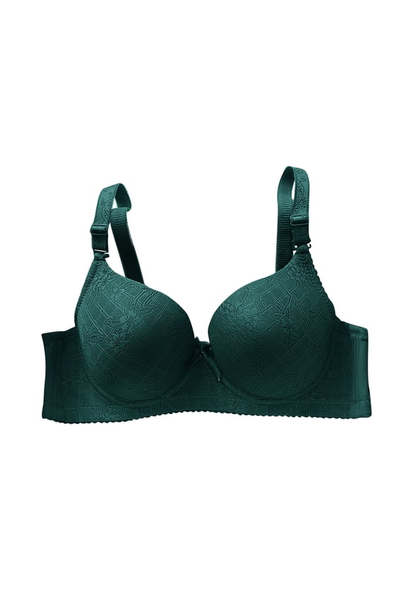 Women's Push up Lace Bras Solid Color Full Cup Soft Bralettes Padding Underwire Push up Adjustable T-Shirt Bra