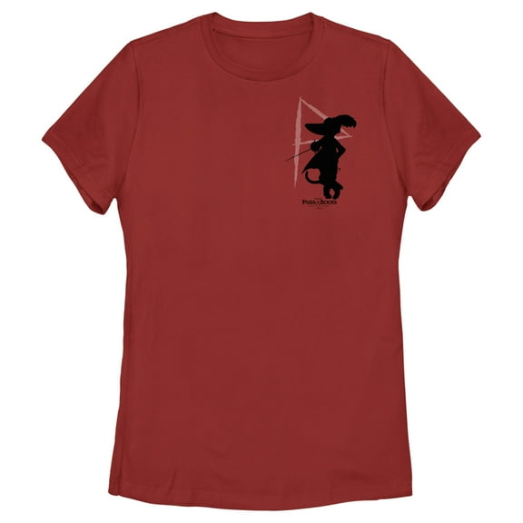 Women's Puss in Boots: The Last Wish Distressed Purple Puss in Boots Graphic Tee Red Small