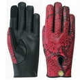 thumbnail image 1 of Women's Python Snake Embossed Leather Motorcycle Dress Gloves Full Finger Biker Riding Ladies Gloves Burgundy-XS, 1 of 7