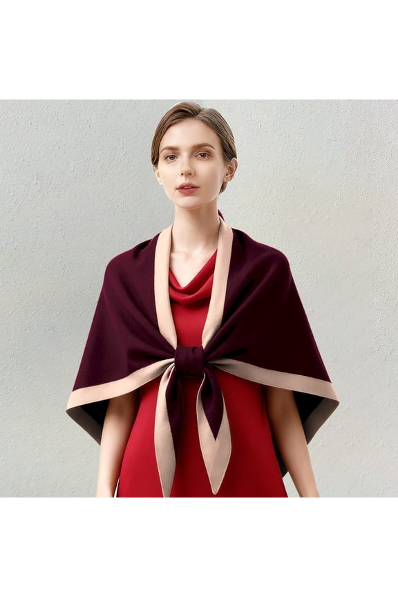 Women's Qipao Style Shawl Outerwear, Thickened Cape Scarf for Shoulder and Neck Protection, Triangle Pashmina Wrap for Air Conditioned Offices, Elegant Capelet for Subway and Indoor Use - Coffee