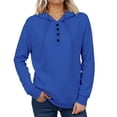 thumbnail image 1 of Women's Quarter Button Hoodies Plus Size Textured Hooded Sweatshirts with Pockets Casual Solid Long Sleeve Pullover Tops Drawstring Tunic Hoodie Fashion Fall Clothes, 1 of 4