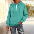 thumbnail image 1 of Women's Quarter Zip Hoodie, Soft Pullover Sweatshirt with Adjustable Hood, Long Sleeve Casual Streetwear for Everyday, Solid Color Comfortable Hooded Top for Women, Trendy Zip Up Design Mint Green, 1 of 7