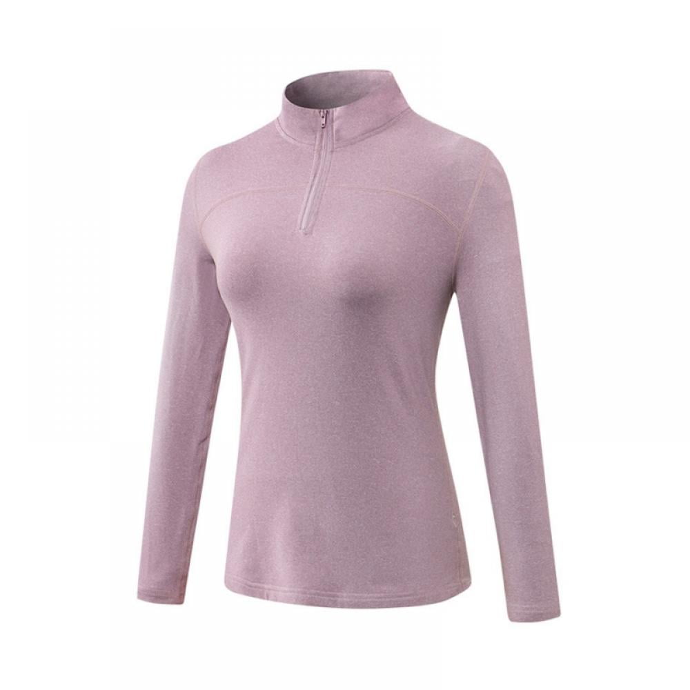 Women s Quarter Zip Pullover Fleece Lined Jacket Athletic Long Sleeve Workout Running Shirts Mock Neck Top with Thumb Holes Walmart