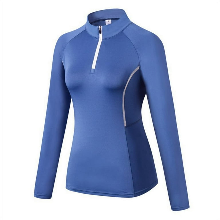 Women s Quarter Zip Pullovers Athletic Long Sleeve Running Shirts Walmart
