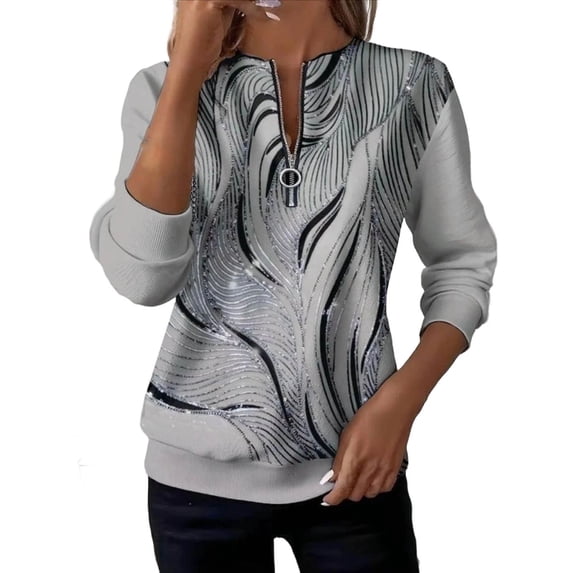 Women's Quarter Zip Sweatshirts Novelty 3D Graphic Print Long Sleeve Pullover Tops Casual Y2K Spring 2026 Workout Blouses