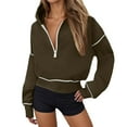 thumbnail image 1 of Women's Quarter Zip Up Hoodies Solid Color Long Sleeve Fashion Crop Hooded Sweatshirts Fall Winter Y2K Pullover, 1 of 5
