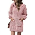 thumbnail image 1 of Women's Quarter Zipper Long Sherpa Hoodie Pullover Fuzzy Fleece Sweatshirt Dresses Warm Tunic Tops, 1 of 4