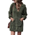 thumbnail image 1 of Women's Quarter Zipper Long Sherpa Hoodie Pullover Fuzzy Fleece Sweatshirt Dresses Warm Tunic Tops, 1 of 4