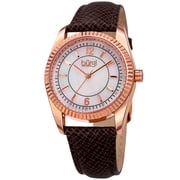 Womens Quartz Crystal Easy-to-Read Brown Leather Strap Watch