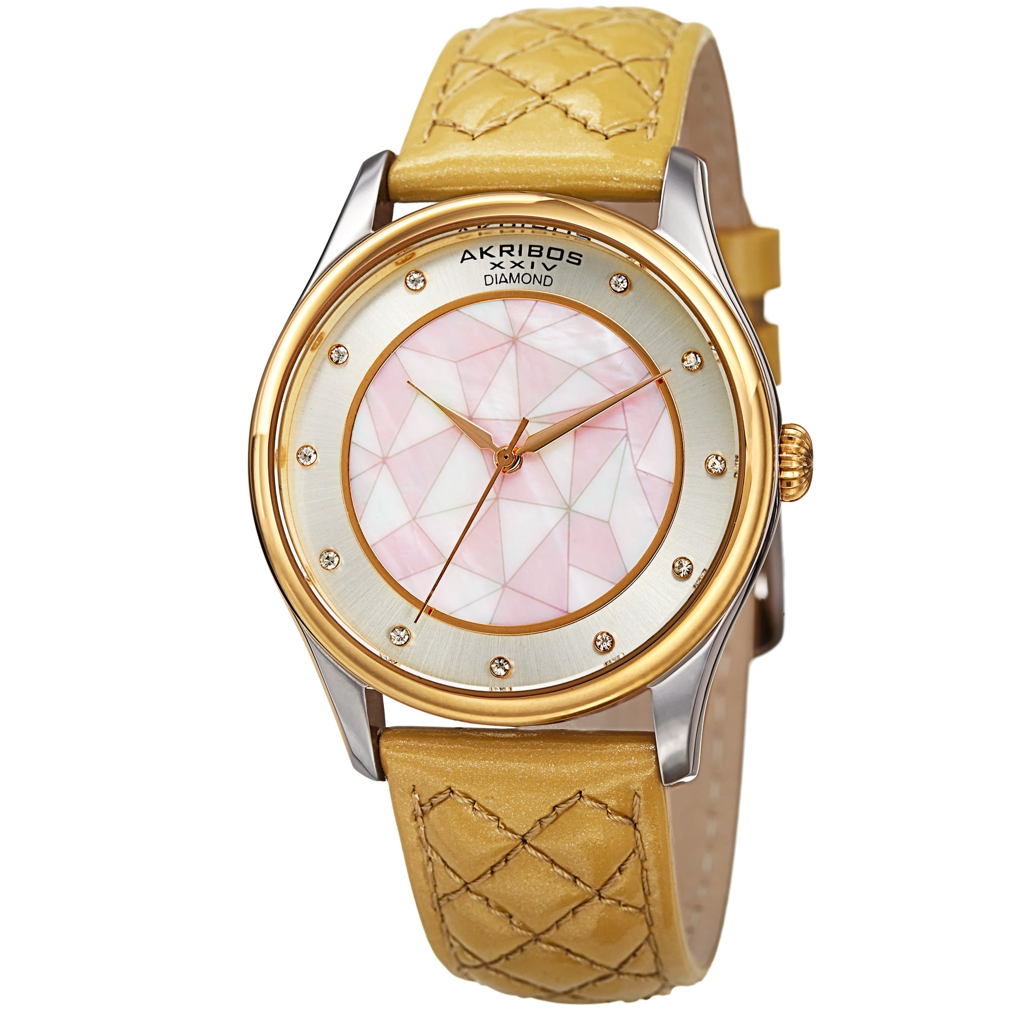 WOMEN\'S WATCH AKRIBOS XXIV QUARTZ DIAMOND MARKERS & PINK LEATHER STRAP NEW! Akribos XXIV Quartz Diamond Rose Dial Ladies Watch AK882PK  main image 3