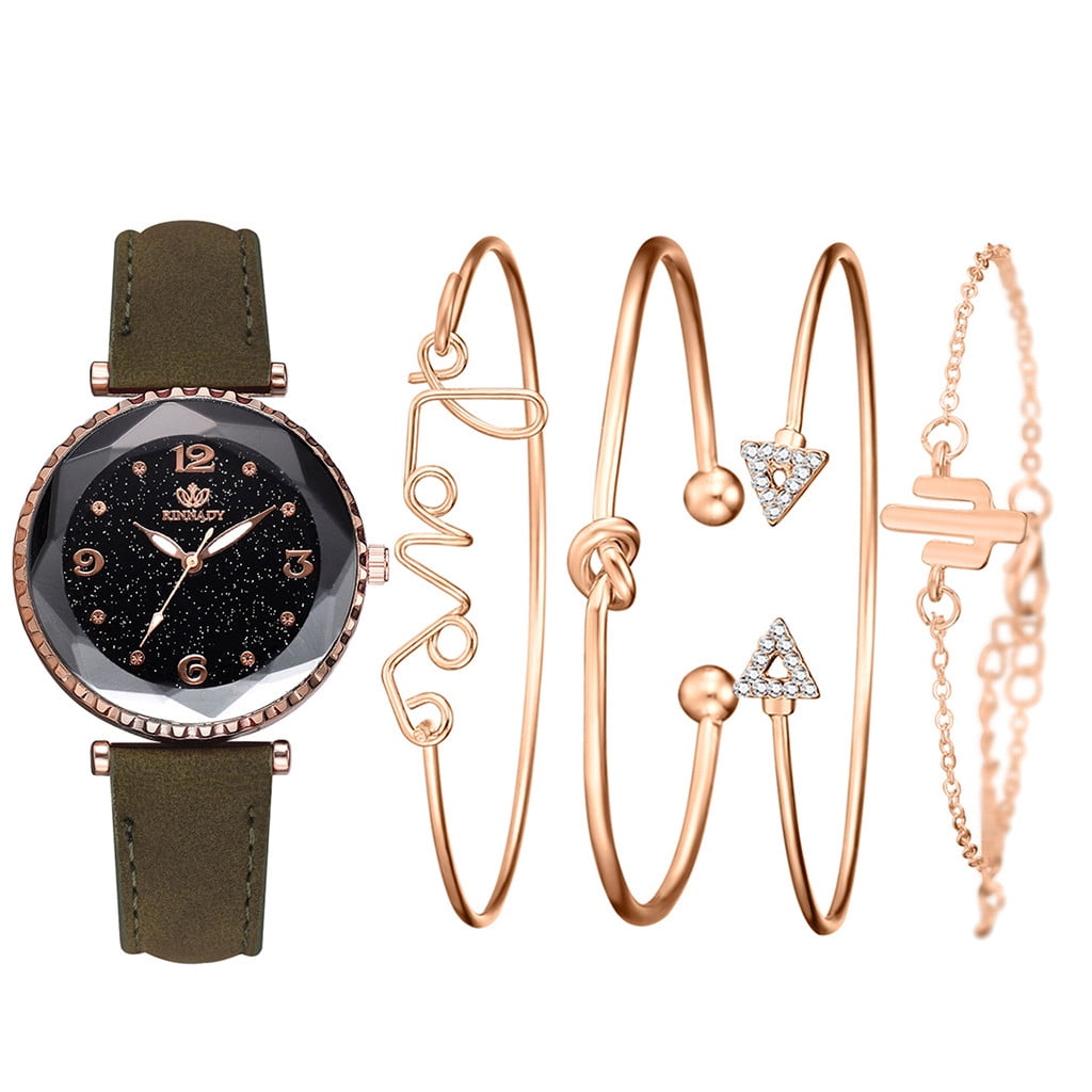 Women Vintage Rhinestone Crystal Bracelet Dial Analog Quartz Wrist Watch 