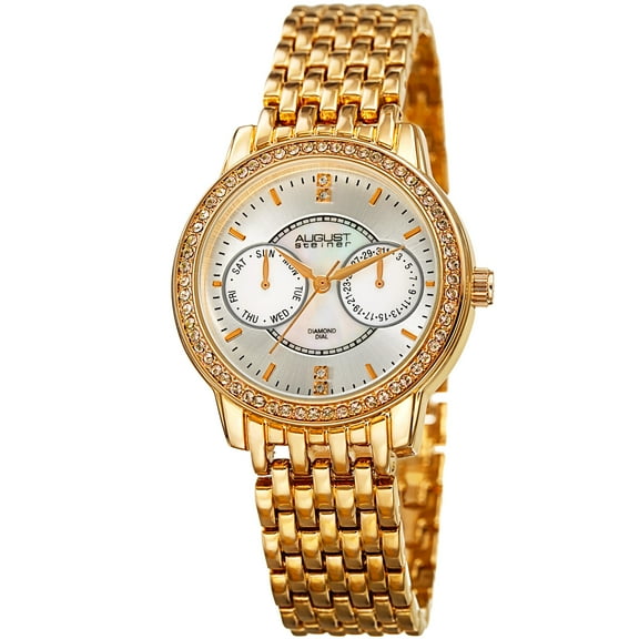 Women's Quartz Multifunction Diamond Gold-Tone Bracelet Watch