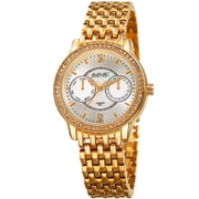 Womens Quartz Multifunction Diamond Gold-Tone Bracelet Watch