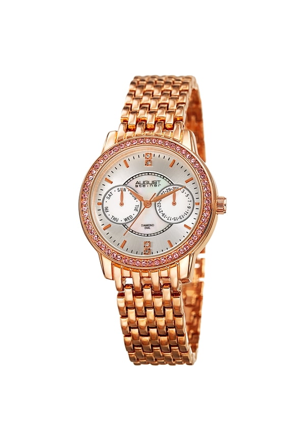 Women's Quartz Multifunction Diamond Rose-Tone Bracelet Watch