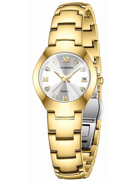 Women’s Quartz Watch – Unique Dial with Date Window, Second Hand, Stainless Steel Band,Elegant Woman Waterproof Watch Perfect Gift for Woman