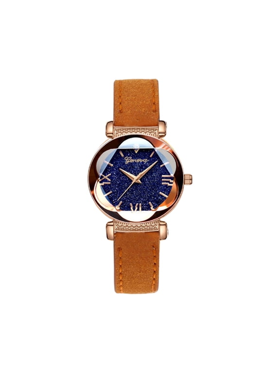 Women's Quartz Wrist Watch with Star Pattern, Elegant Dress Watch for Daily Wear, Minimalist Analog Timepiece for Business Casual
